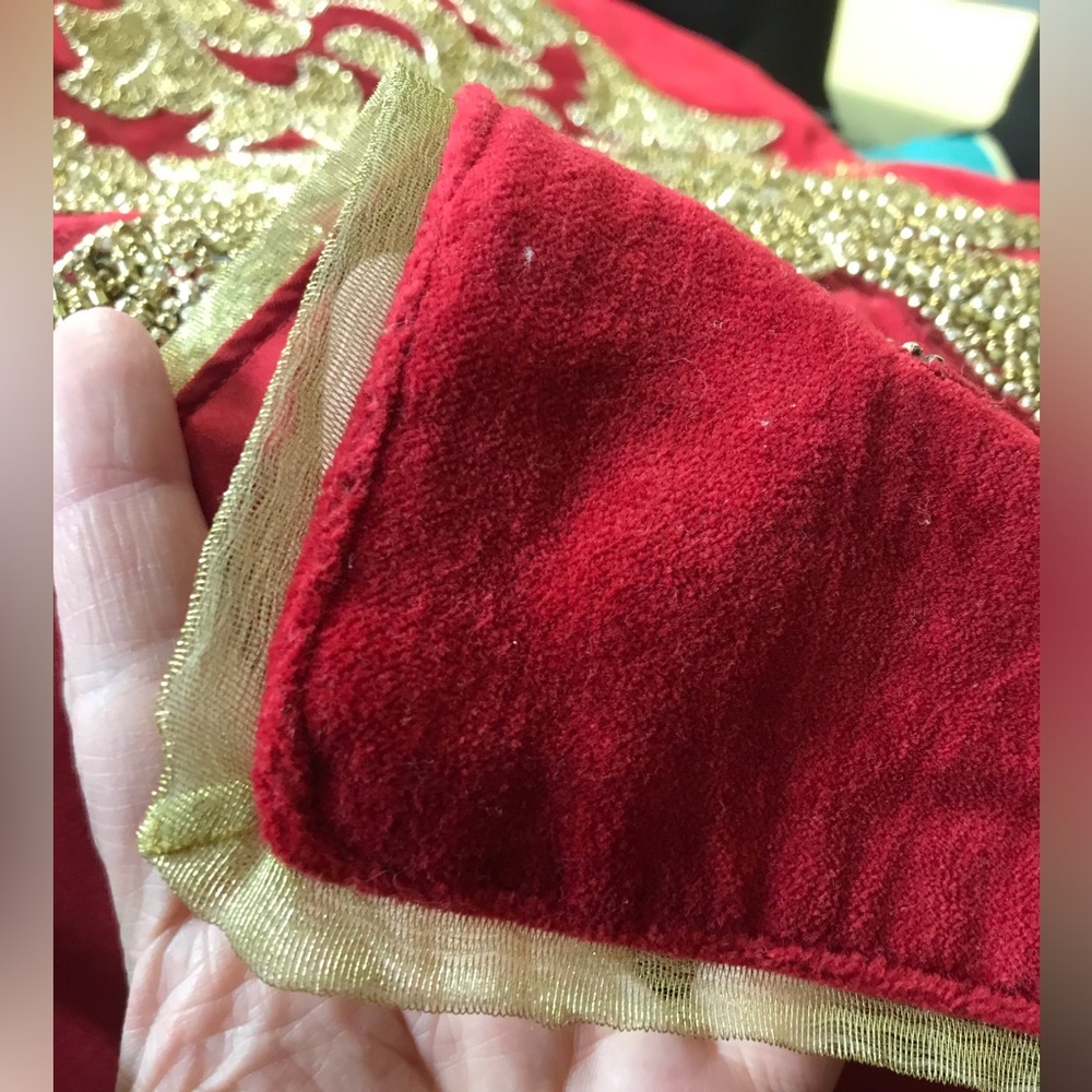 Grammercy Studios Red with Heavy Gold Beading Table Runner - Picture 8 of 15